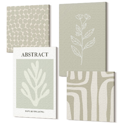 Zestaw obrazów na płótnie kwadryptyk Abstrakcyjne wzory roślinne w stonowanej kolorystyce