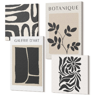 Zestaw obrazów 4 części kwadryptyk Abstrakcyjne wzory roślinne i geometryczne kształty