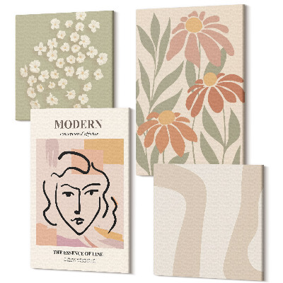 Zestaw obrazów na płótnie kwadryptyk Kobieta w stylu nowoczesnym z abstrakcyjnymi wzorami