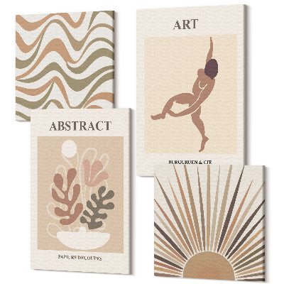 Zestaw obrazów 4 części kwadryptyk Abstrakcyjne kształty i wzory Matisse boho