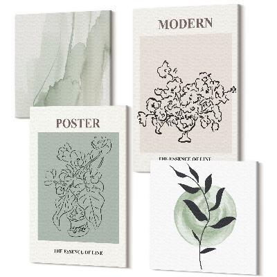 Zestaw obrazów na płótnie kwadryptyk Kwiaty w wazonie w stylu nowoczesnym i minimalistycznym