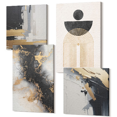 Zestaw obrazów na płótnie kwadryptyk Geometria i abstrakcja elegancka kompozycja