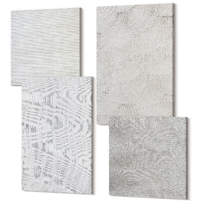 Zestaw obrazów kwadryptyk na ścianę Wzory na piasku linearne struktury geometryczne