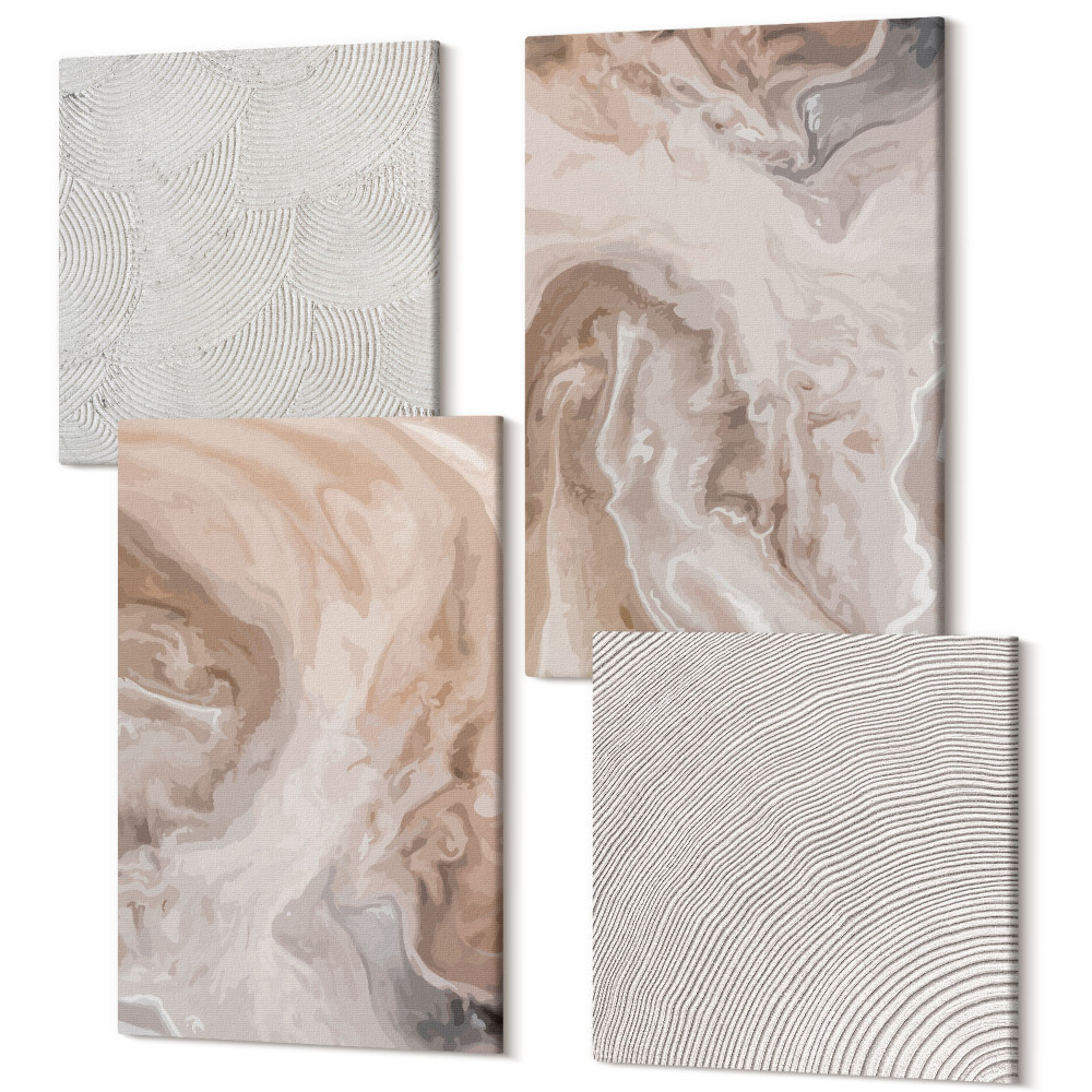 Zestaw obrazów kwadryptyk na ścianę Marmurowe wzory abstrakcyjne tekstury kamienia