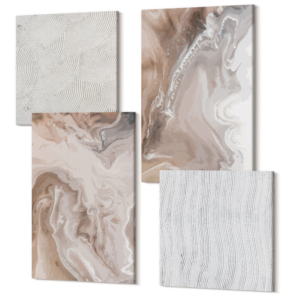 Zestaw obrazów 4 części kwadryptyk Tekstura kamienia abstrakcyjne wzory marmuru