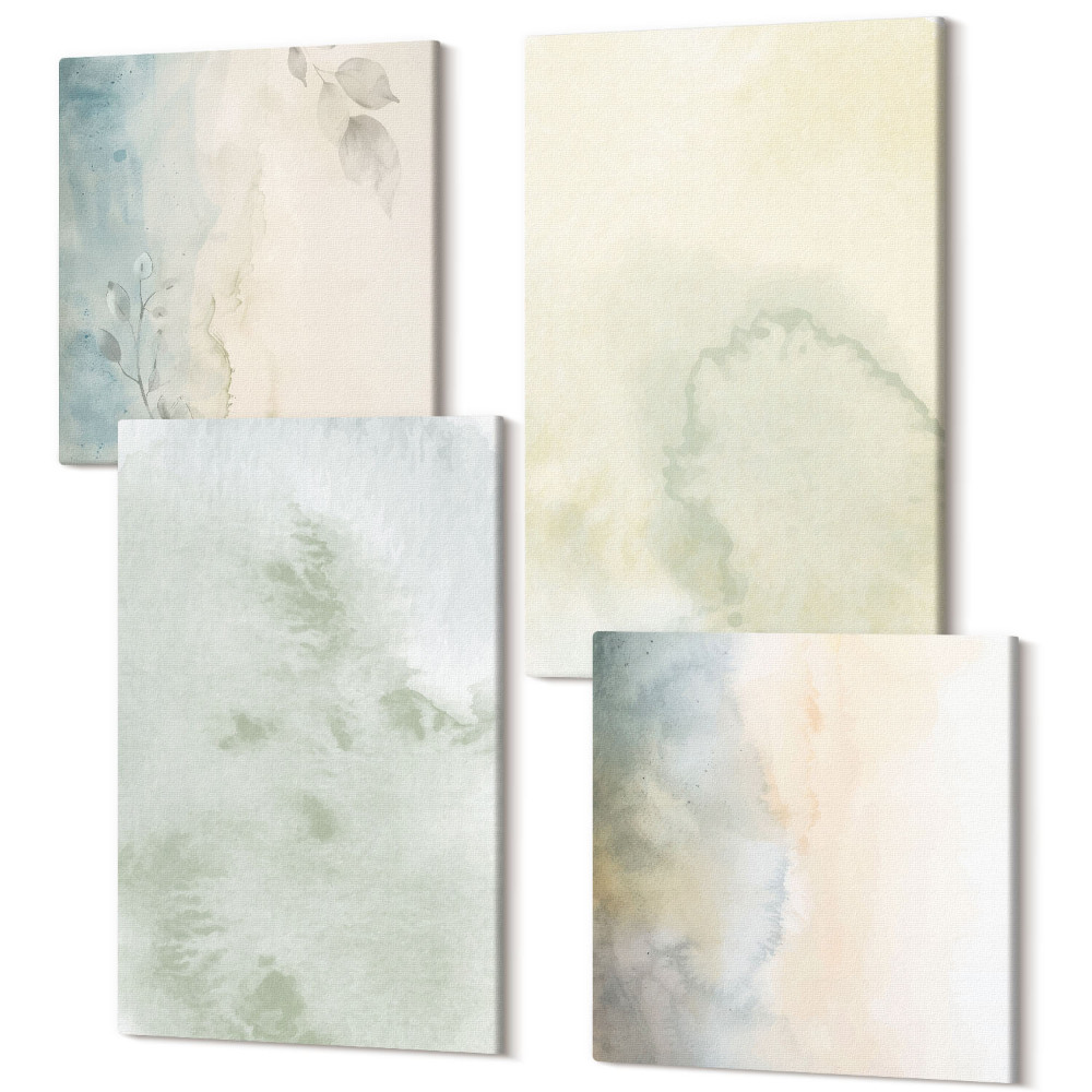 Zestaw obrazów kwadryptyk na ścianę Pastelolwe farby akwarelowe na płótnie tekstury