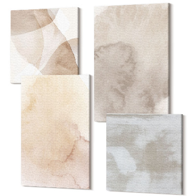 Zestaw obrazów kwadryptyk na ścianę Ciepłe akwarele na płótnie pastelowe tekstury