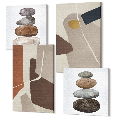 Zestaw obrazów na płótnie kwadryptyk Abstrakcyjne malarstwo boho kształty w nowoczesnym stylu