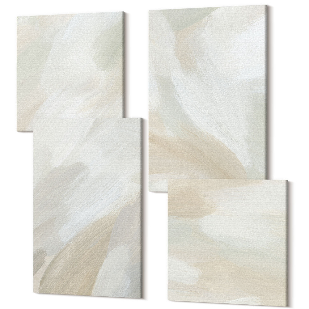 Zestaw obrazów kwadryptyk na ścianę Pociągnięcia pędzlem abstrakcja farb na płótnie