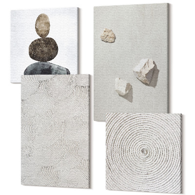 Zestaw obrazów 4 części kwadryptyk Piasek kamienie i nowoczesna tekstura farb