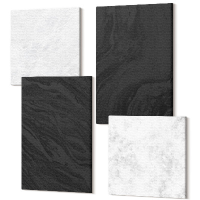 Zestaw obrazów kwadryptyk na ścianę Ciemne i jasne marmury eleganckie tekstury w stylu glamour