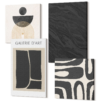 Zestaw obrazów na płótnie kwadryptyk Abstrakcyjne formy i ciemny marmur