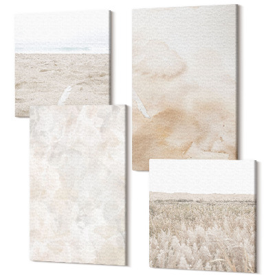 Zestaw obrazów kwadryptyk na ścianę Modne tekstury w pastelowych jasnych barwach