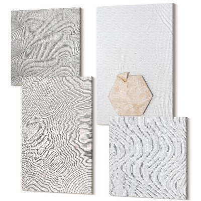 Zestaw obrazów 4 części kwadryptyk Jasne tekstury na piasku styl boho delikatny