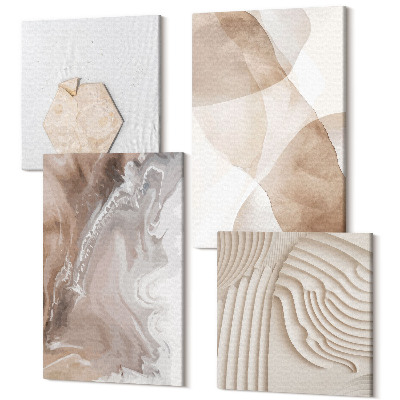 Zestaw obrazów na płótnie kwadryptyk Abstrakcja kształtów malowane struktury w pastelowych barwach