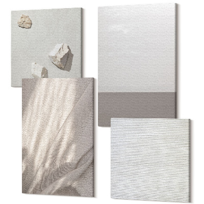 Zestaw obrazów kwadryptyk na ścianę Delikatne naturalne tekstury w stylu boho