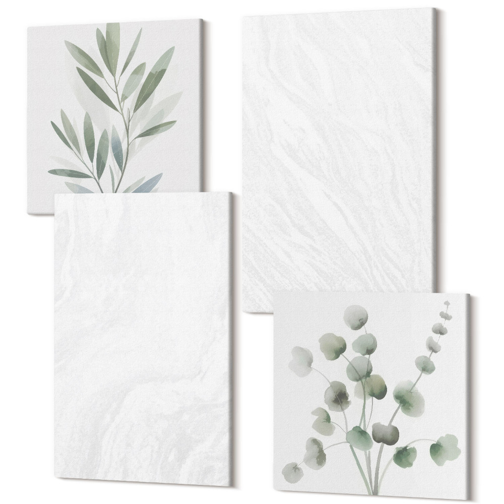 Zestaw obrazów 4 części kwadryptyk Elegancki marmur linearna struktura kamienna pastelowe gałązki