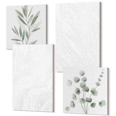 Zestaw obrazów 4 części kwadryptyk Elegancki marmur linearna struktura kamienna pastelowe gałązki