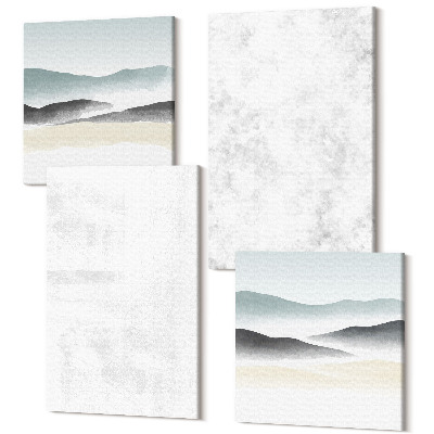 Zestaw obrazów kwadryptyk na ścianę Białe plamy na płótnie i abstrakcyjne widoki minimalistyczne tła