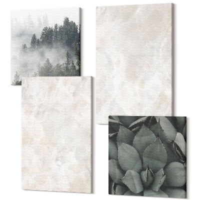 Zestaw obrazów 4 części kwadryptyk Kamienne pastelowe struktury białego marmuru