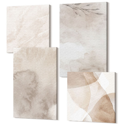 Zestaw obrazów 4 części kwadryptyk Rozlane farby akwarelowe tekstury styl boho