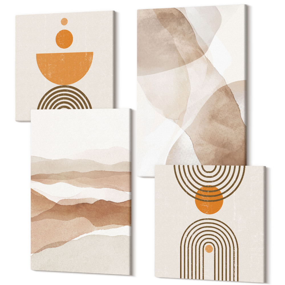 Zestaw obrazów kwadryptyk na ścianę Struktury w różnych odcieniach minimalizm