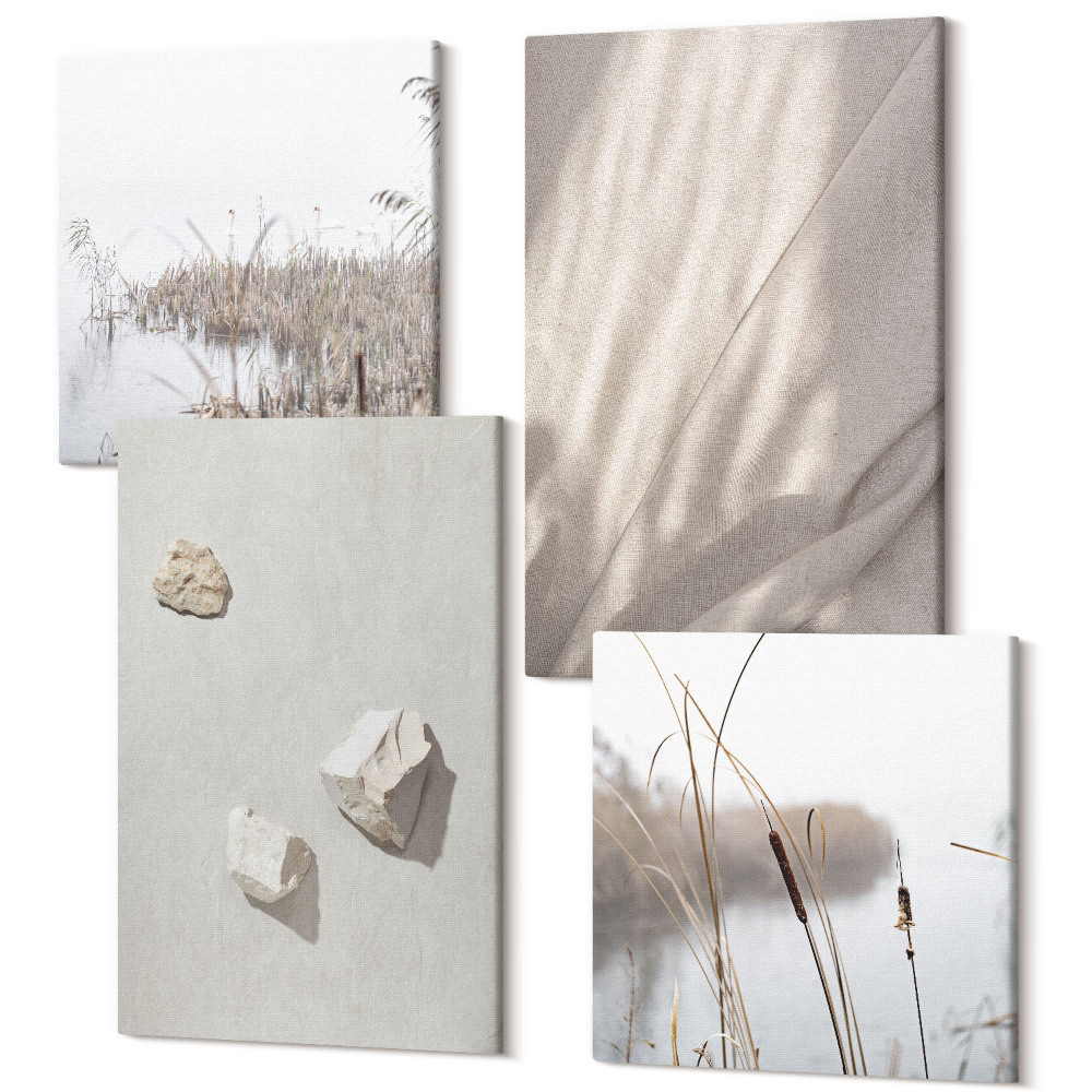 Zestaw obrazów na płótnie kwadryptyk Zbliżenia na struktury styl boho nowoczesny