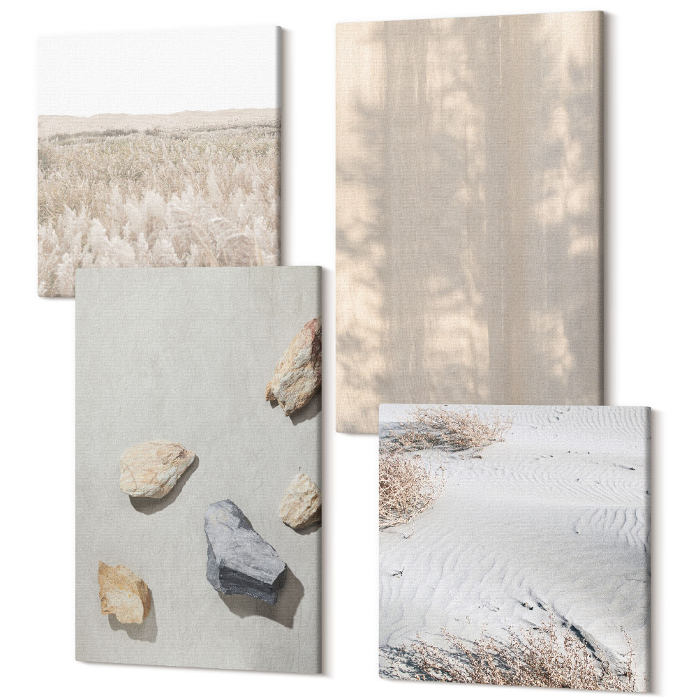 Zestaw obrazów kwadryptyk na ścianę Boho tekstury naturalne struktury