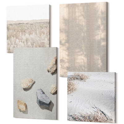 Zestaw obrazów kwadryptyk na ścianę Boho tekstury naturalne struktury