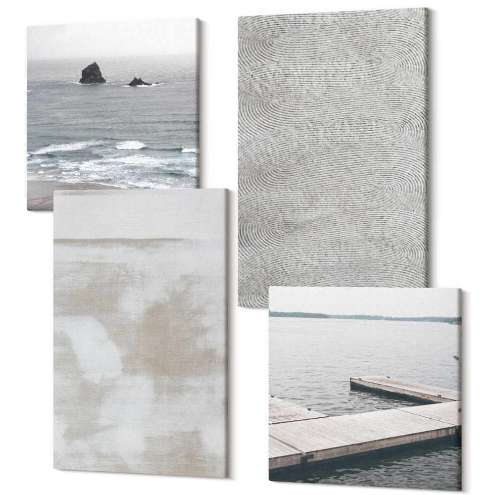 Zestaw obrazów kwadryptyk na ścianę Abstrakcja w designie nowoczesne tekstury malarskie