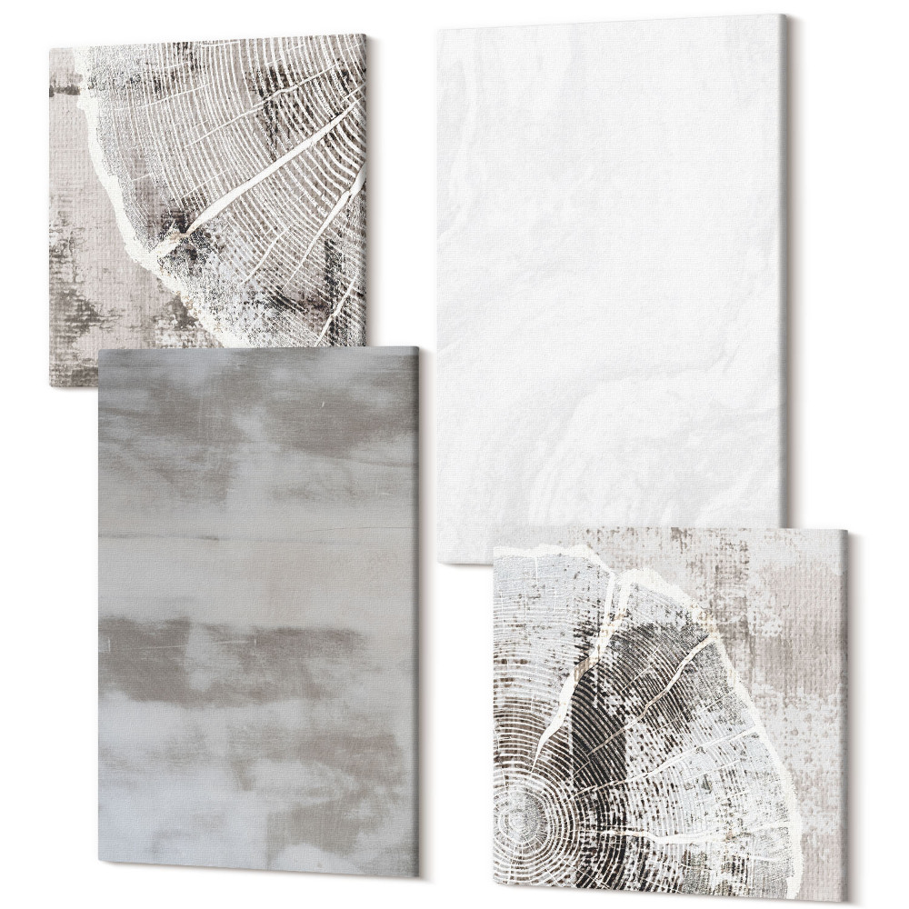 Zestaw obrazów 4 części kwadryptyk Abstrakcyjne kształty i struktury styl nowoczesny