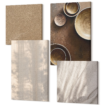 Zestaw obrazów kwadryptyk na ścianę Struktury i tekstury w minimalistycznym stylu