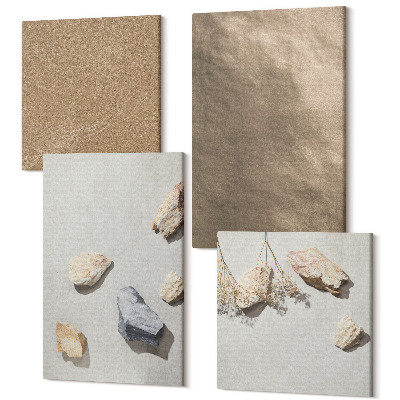 Zestaw obrazów na płótnie kwadryptyk Kamienie na plaży naturalne struktury