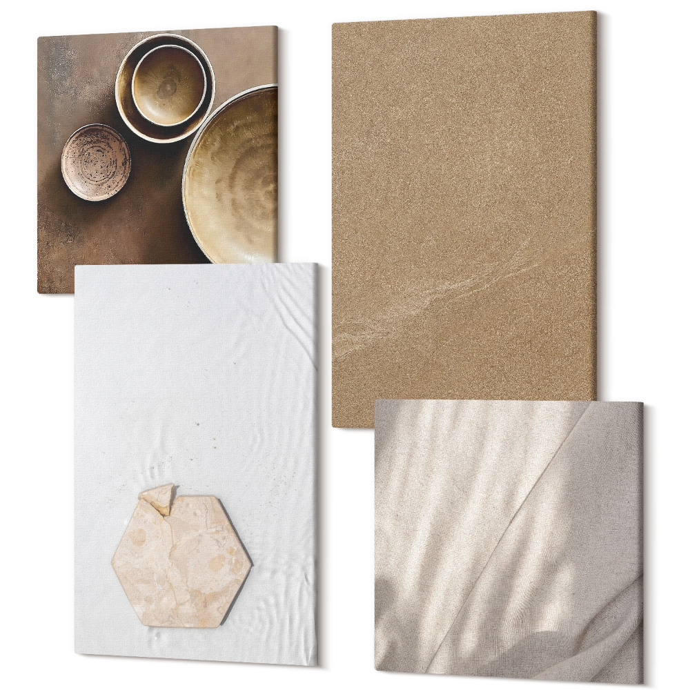 Zestaw obrazów kwadryptyk na ścianę Minimalistyczne tekstury w ciepłych kolorach