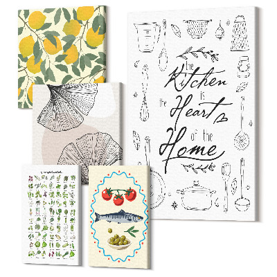 Zestaw obrazów pentaptyk na ścianę Kuchenne inspiracje stylowe akcenty do wnętrz