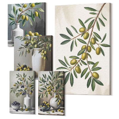 Zestaw obrazów pentaptyk na ścianę Oliwne akcenty w stylu rustykalnym do wnętrz
