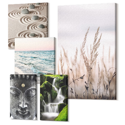 Zestaw obrazów na płótnie pentaptyk Relaksująca natura spokój wody i harmonii zen