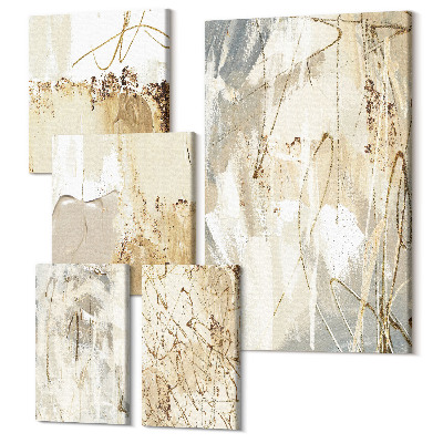 Zestaw obrazów 5 części pentaptyk Abstrakcyjne kompozycje w stylu nowoczesnym i minimalistycznym