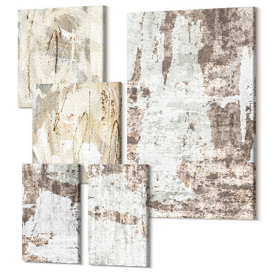Zestaw obrazów pentaptyk na ścianę Abstrakcyjne kompozycje w odcieniach neutralnych i naturalnych