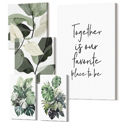 Zestaw obrazów 5 części pentaptyk Roślinne inspiracje w stylu nowoczesnym i minimalistycznym