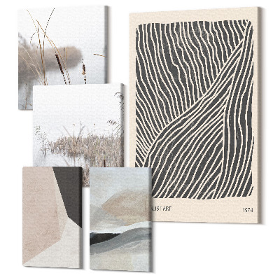 Zestaw obrazów 5 części pentaptyk Minimalistyczna sztuka z motywami natury i abstrakcji