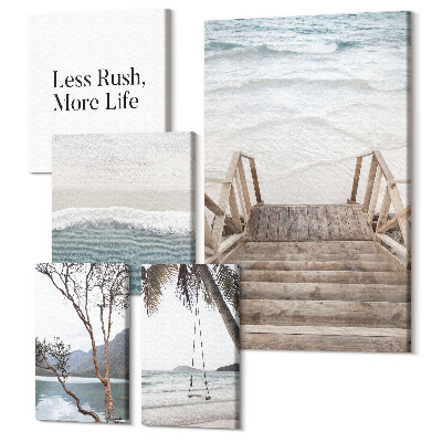 Zestaw obrazów na płótnie pentaptyk Spokojne plaże i relaksujący widoki na morze