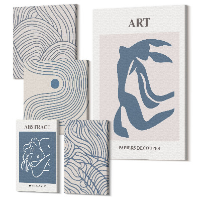 Zestaw obrazów 5 części pentaptyk Abstrakcyjne formy i linie w stylu nowoczesnym