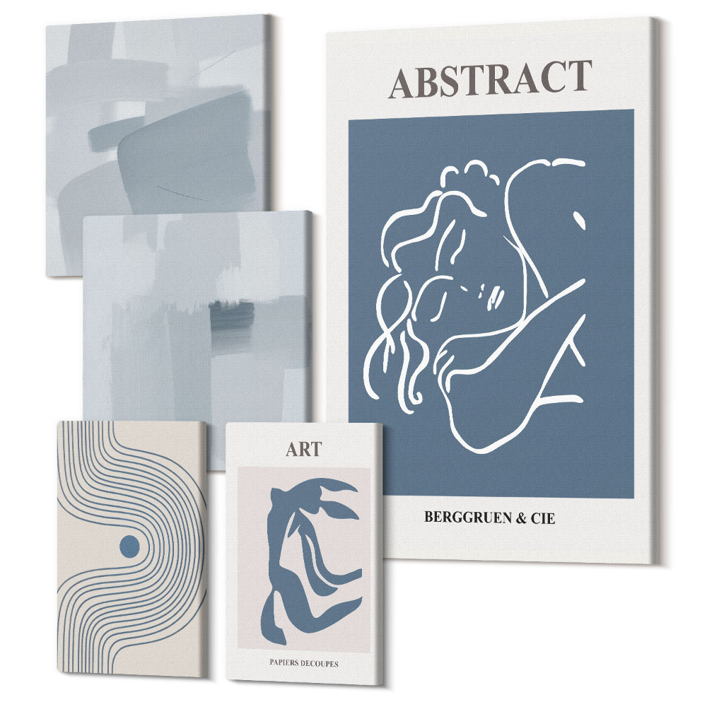 Zestaw obrazów na płótnie pentaptyk Stylowe abstrakcje i minimalistyczne kompozycje artystyczne