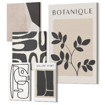 Zestaw obrazów 5 części pentaptyk Stylowe grafiki w minimalistycznym designie z naturą