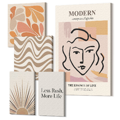 Zestaw obrazów na płótnie pentaptyk Styl nowoczesny z abstrakcyjnymi motywami i liniami