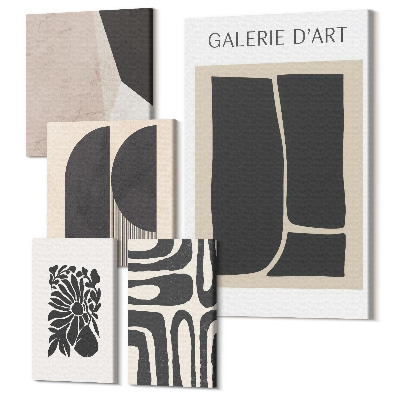 Zestaw obrazów na płótnie pentaptyk Stylowe grafiki w odcieniach minimalistycznych form i wzorów