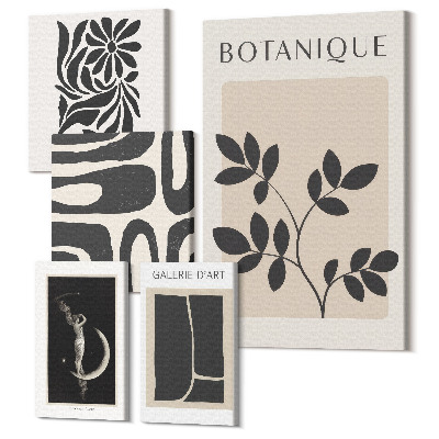 Zestaw obrazów 5 części pentaptyk Nowoczesne motywy roślinne w minimalistycznym stylu