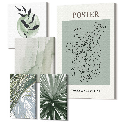 Zestaw obrazów 5 części pentaptyk Roślinne inspiracje w delikatnych odcieniach natury