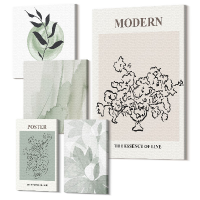 Zestaw obrazów na płótnie pentaptyk Nowoczesne dekoracje w stylu minimalistycznym z roślinnymi motywami